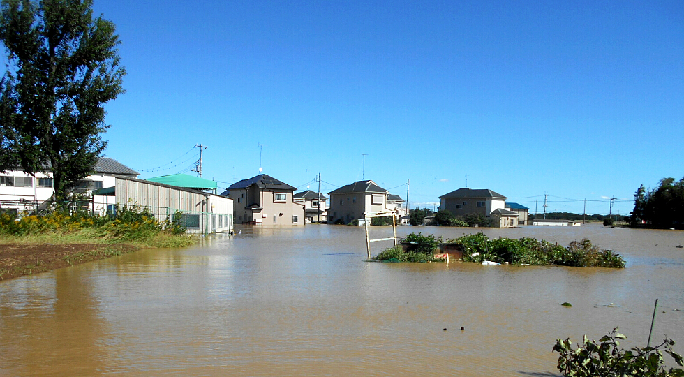 水浸しの家々の写真：Enterすると前に戻ります